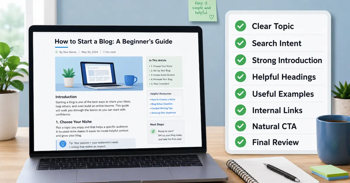 Checklist for reviewing blog post structure before publishing