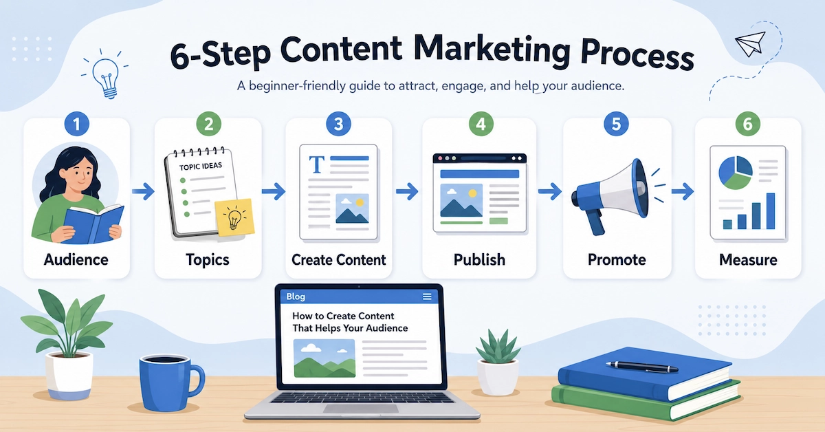 Content marketing strategy process from audience research to measuring results.