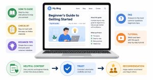 Helpful content building trust online before recommendations in an online business.