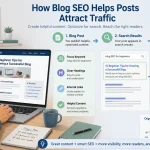 Beginner blogger using blog SEO to attract organic search traffic