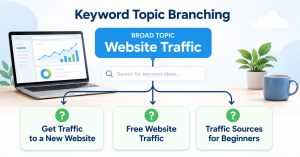 Broad website topics being turned into specific keyword ideas