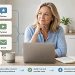 Beginner planning affiliate marketing content including guides, reviews, comparisons and tutorials