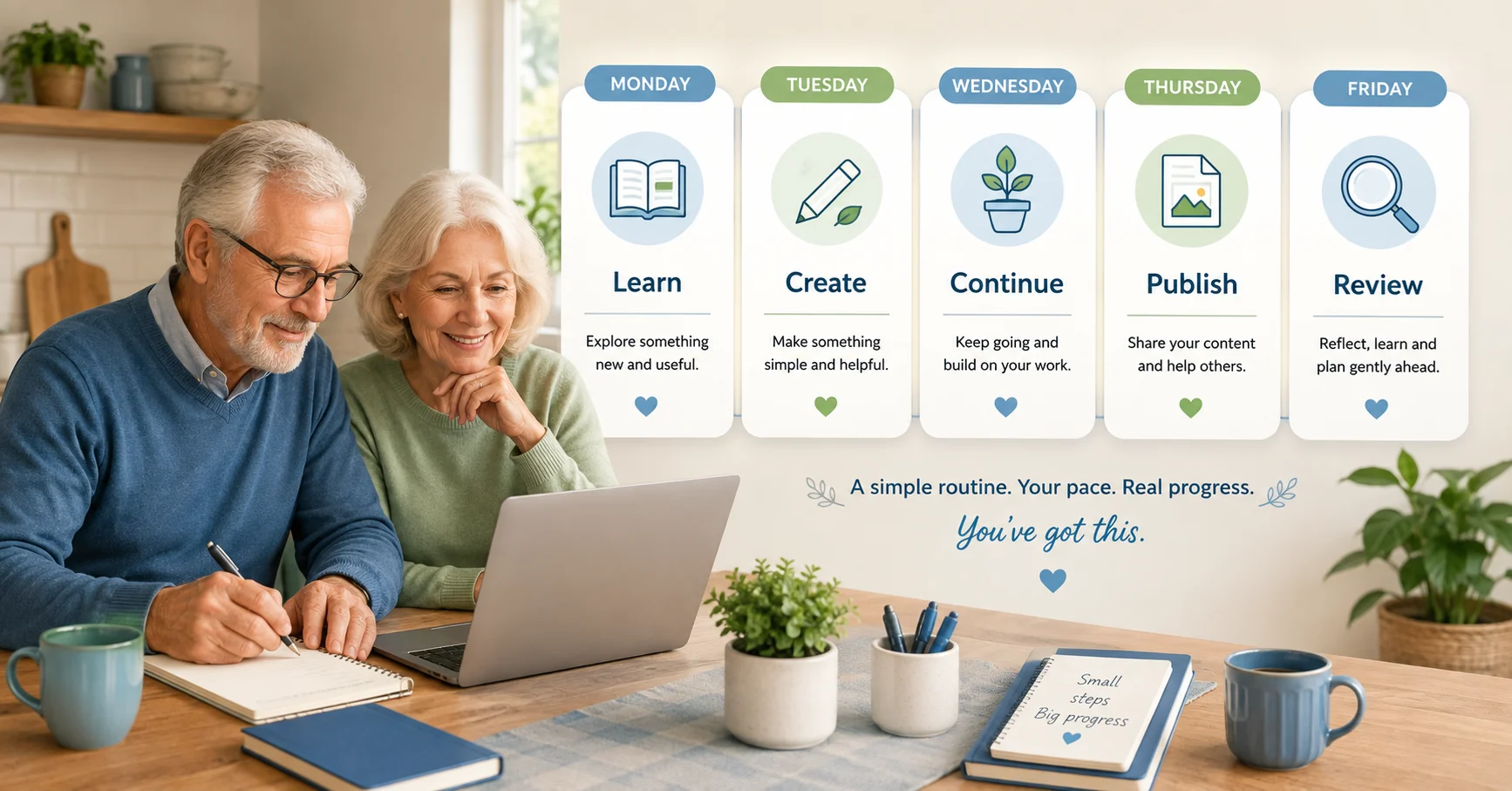 Simple weekly action plan for making steady progress with an online business