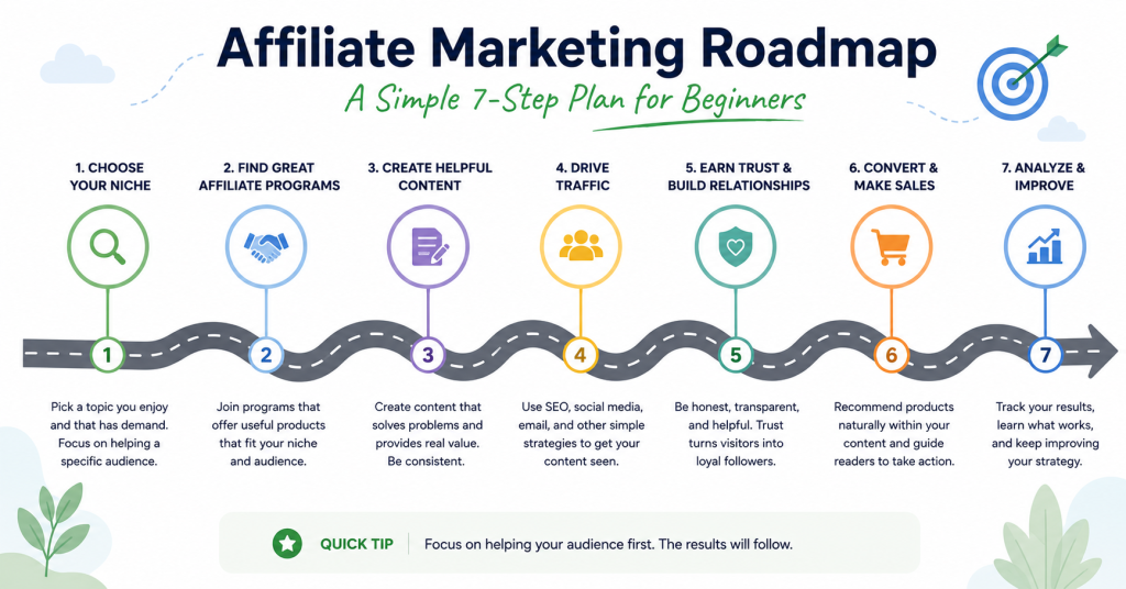 Affiliate Marketing Roadmap - A Simple 7-Step Plan For Beginners